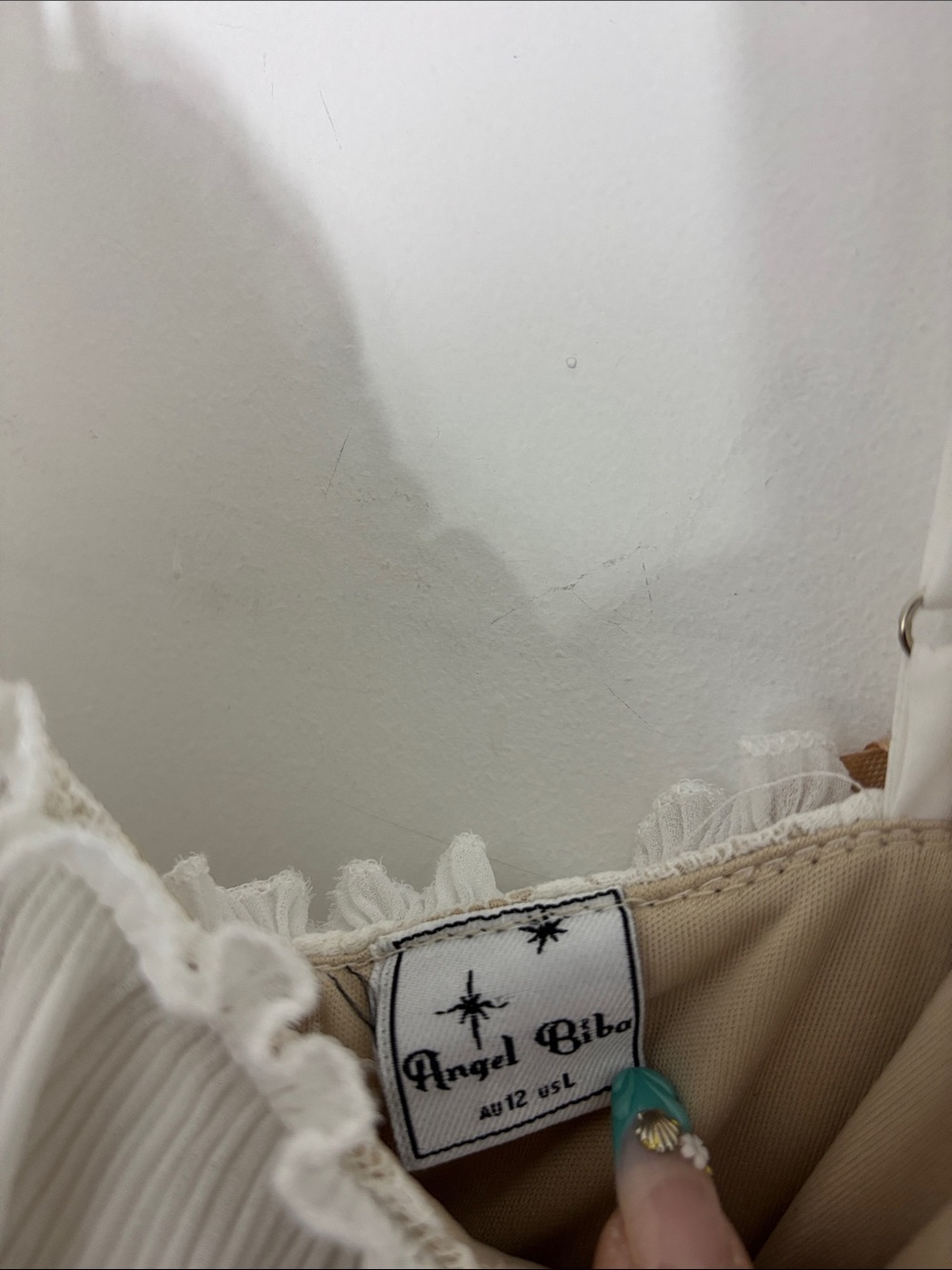 Angel Biba Ivory Ruffle Lace Tiered Romper - Picture 3 of 4
